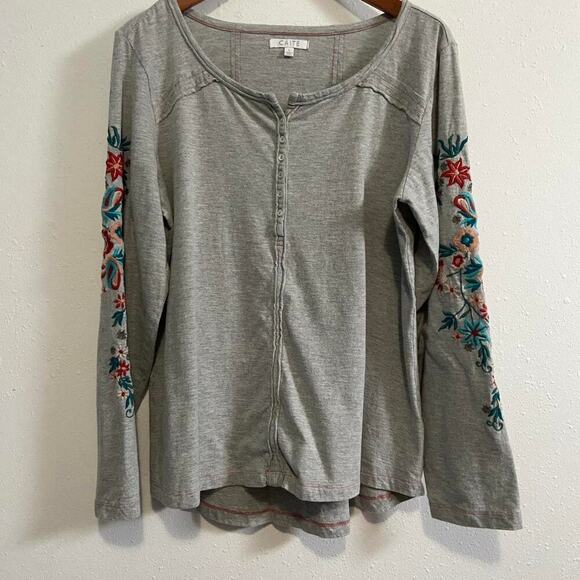 Grey floral embroidered long sleeve - Picture 2 of 6